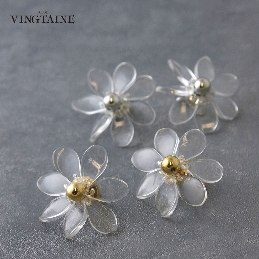 楽天市場】 クリアフラワーピアス ピアス イヤリング 抜け感 花