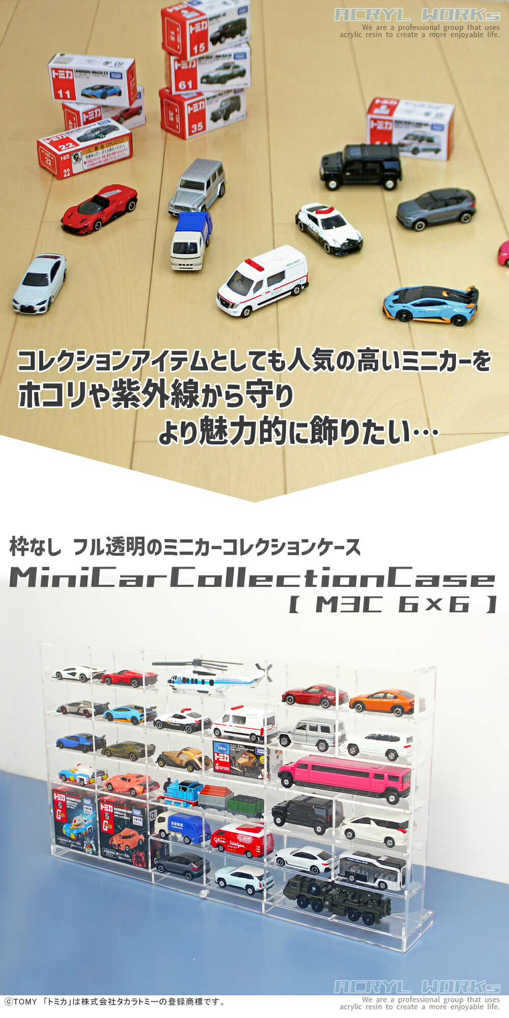 楽天市場】ミニカーコレクションケース【MC3・6×6】薄型 3mm トミカ