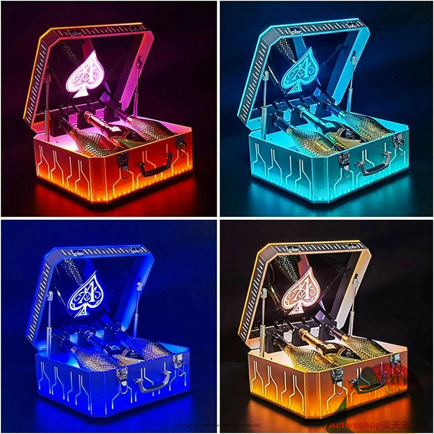 LED付 シャンパン ディスプレイ ボックス 収納 トランク型 ボトル