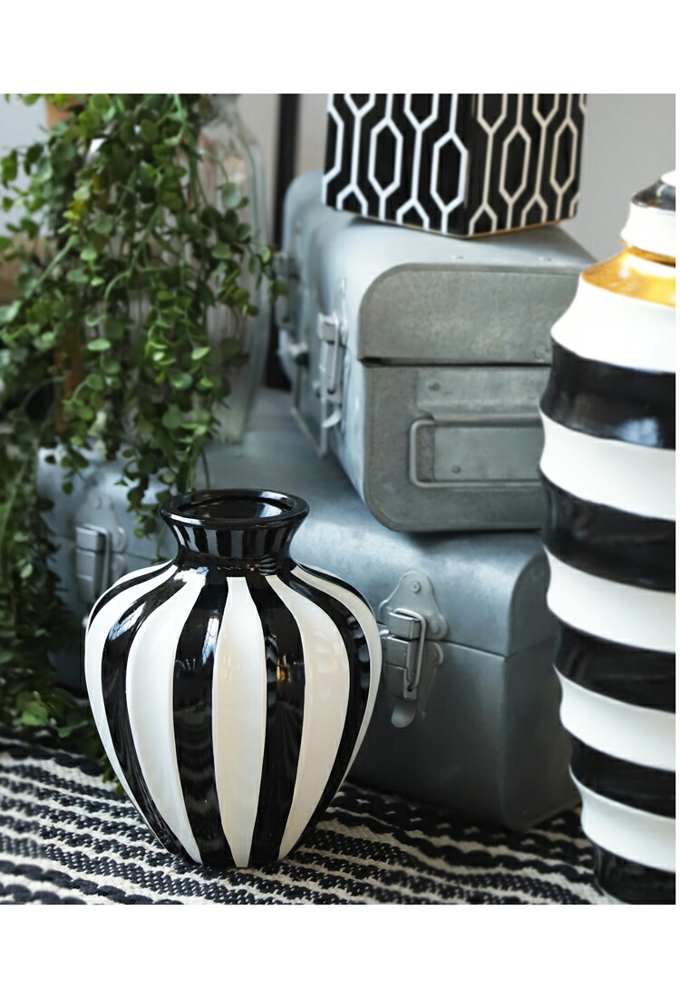 ストライプ柄 花瓶 Sサイズ Ssize インテリア 送料無料・メール便不可