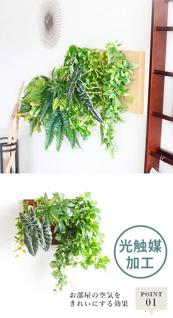 楽天市場】光触媒 観葉植物 フェイクグリーン 壁掛け 造花 人工観葉