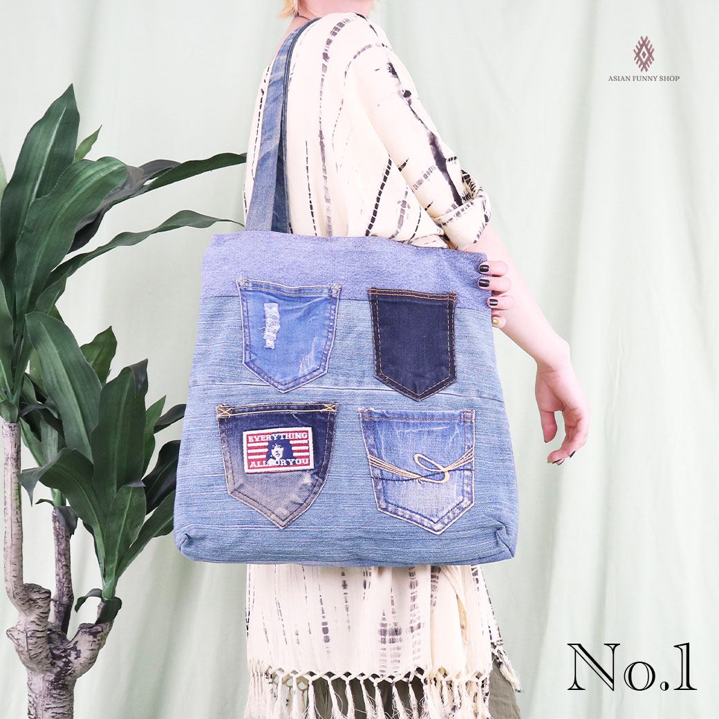 楽天市場】【SALE価格】リメイクデニム ポケット デニム トートバッグ