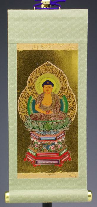 楽天市場】掛け軸 新金上20代 本尊 紺色 [tk]#17 / 金襴蓮華表装 京都