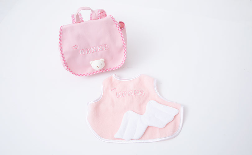 Namingくまさんリュックと天使のスタイのセット | 白金台のベビー服