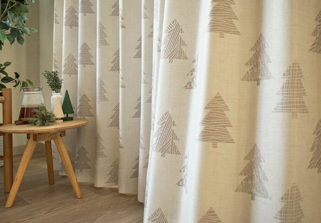 楽天市場】北欧カーテン 遮光2級 オーダー 北欧風 ポルモック 木柄