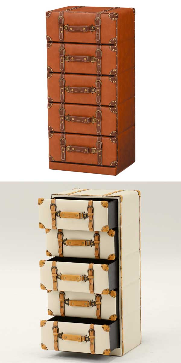 楽天市場】アンティーク風 チェスト 5段 トランク トランクケース