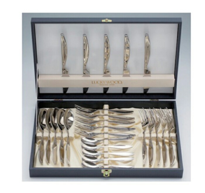 楽天市場】カトラリー セット ラッキーウッド エメラルド・金彩 25pc