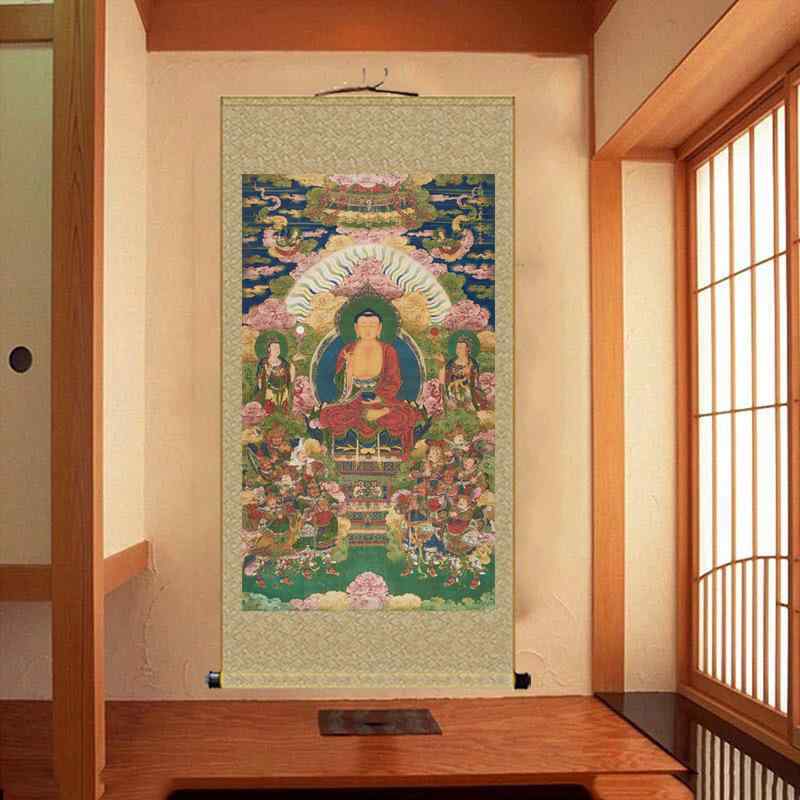 楽天市場】掛け軸 薬師如来 日光菩薩 月光菩薩 十二神将 仏画 絹製