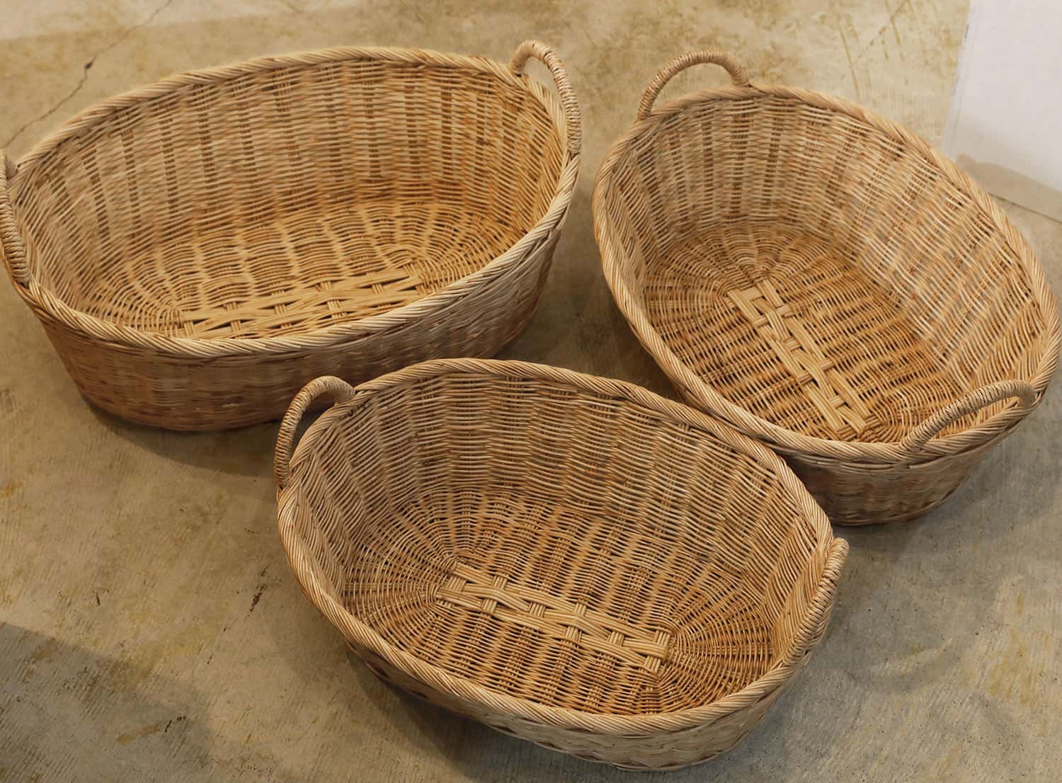 楽天市場】松野屋 ラタン取手付楕円バスケットロータイプ S かご カゴ