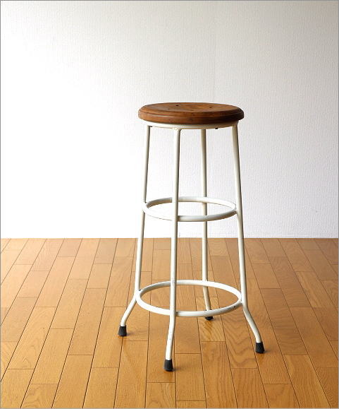 楽天市場】ハイスツール 木製 アイアンスツール 椅子 天然木