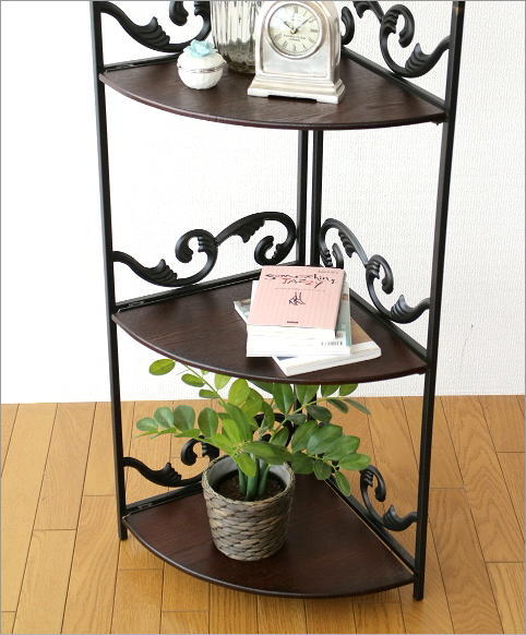 楽天市場】コーナーラック アイアン 木製 4段棚 コーナー棚 コーナー