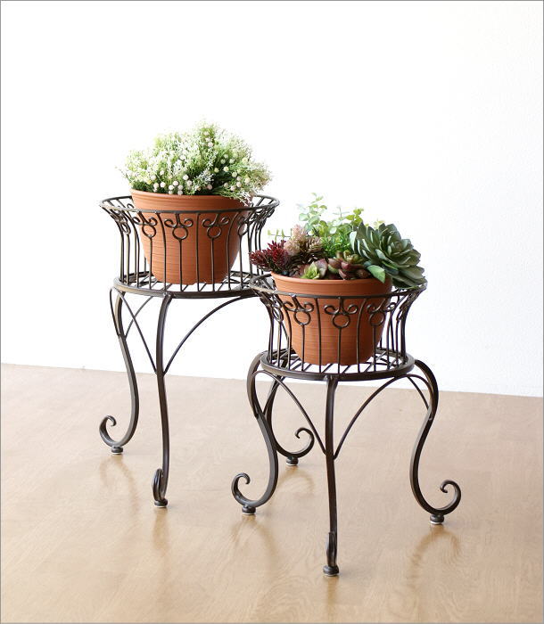 楽天市場】フラワースタンド アイアン 花台 大小 2個セット プランター