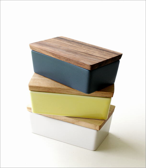 楽天市場】バターケース 陶器 200g おしゃれ 日本製 木製 アカシア 栗