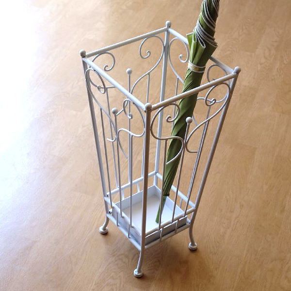 楽天市場】傘立て 白 ホワイト アイアン 四角 スリム コンパクト