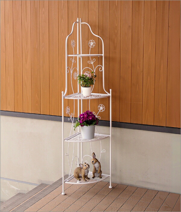 楽天市場】フラワーシェルフ アイアン おしゃれ 花台 コーナーシェルフ