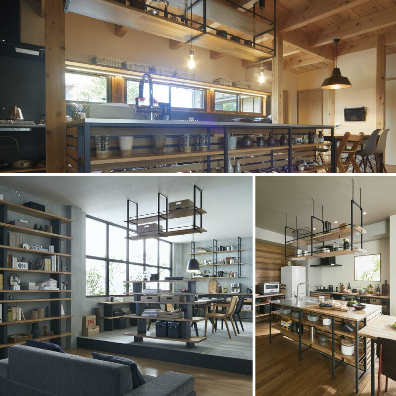 楽天市場】テンツリ 収納プラン 天井 吊り棚 アイアン キッチン 棚板