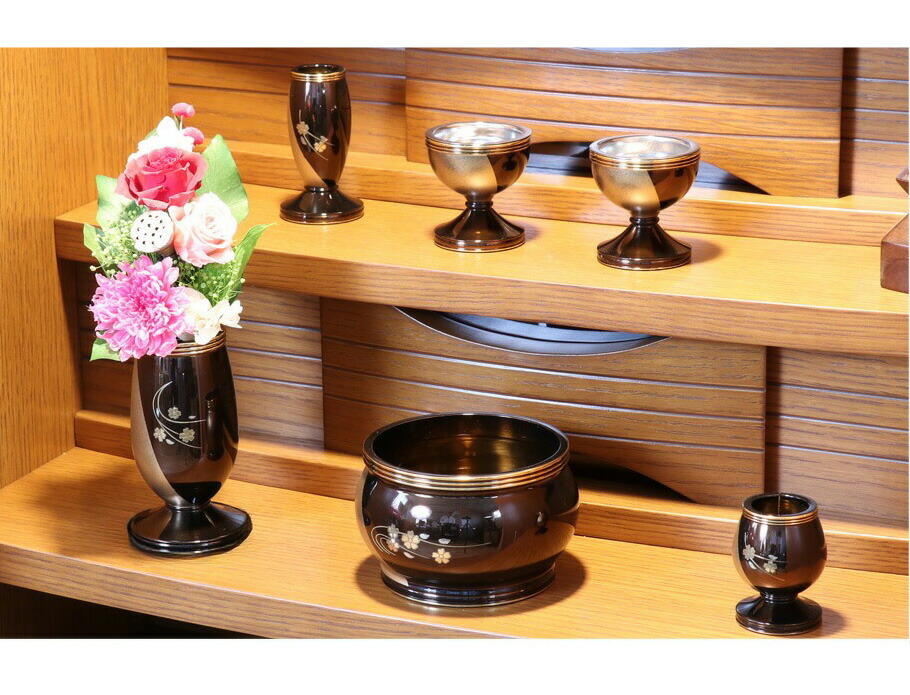 楽天市場】仏具 セット 【6点】真鍮製仏具 「琥珀（こはく）」彫金（花