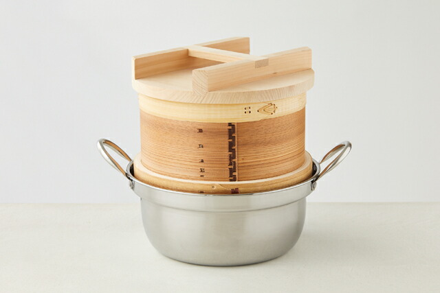 杉 和せいろ 24cm 鍋セット[ガス・IH対応 本体 木ぶた 蒸し布][ 約8合