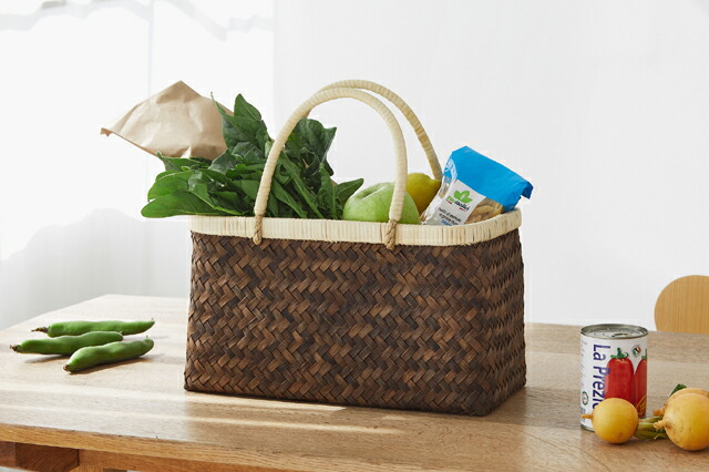 くるみ市場かご (小サイズ)(約)幅38×マチ18×本体高さ22cm(約)590g