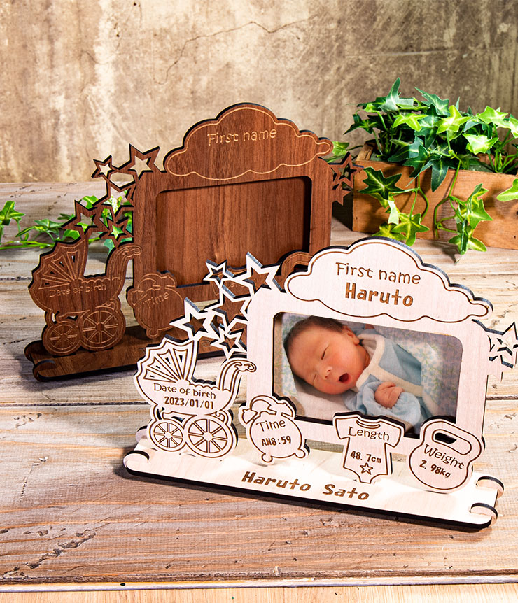 楽天市場】フォトフレーム 木製 名入れ対応 誕生日を記そう 写真立て