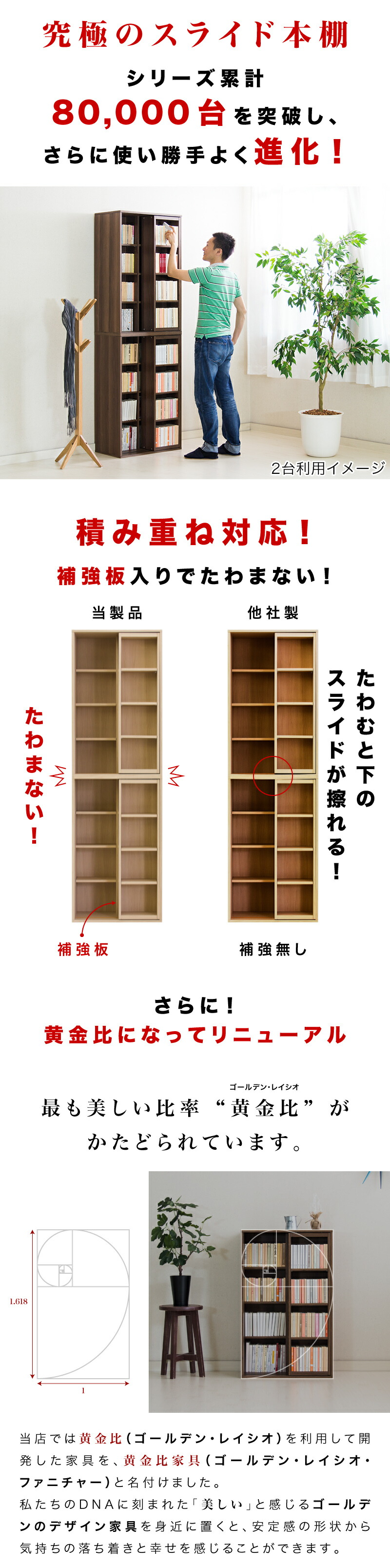 楽天市場】【2台セット】奥深ダブルスライド本棚 幅120cm 全段B6