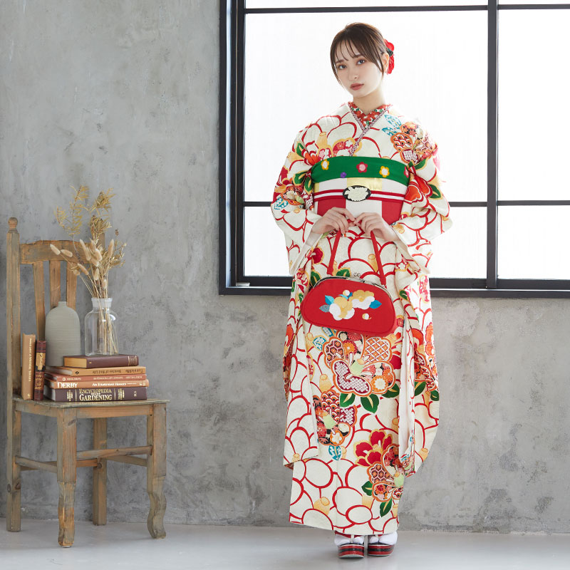 楽天市場】【成人式 振袖 レンタル】RS1808 正絹 白 椿尽しフルセット