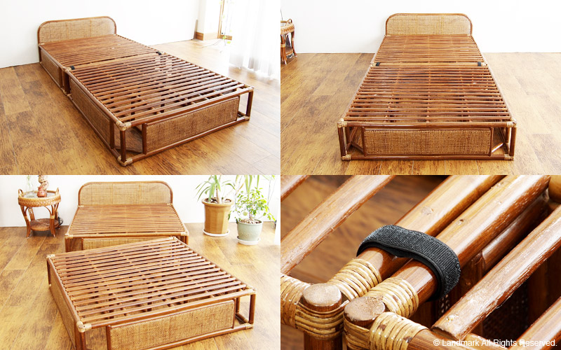 楽天市場】アジアン 家具 ベッド フレーム シングル マットレスなし 籐