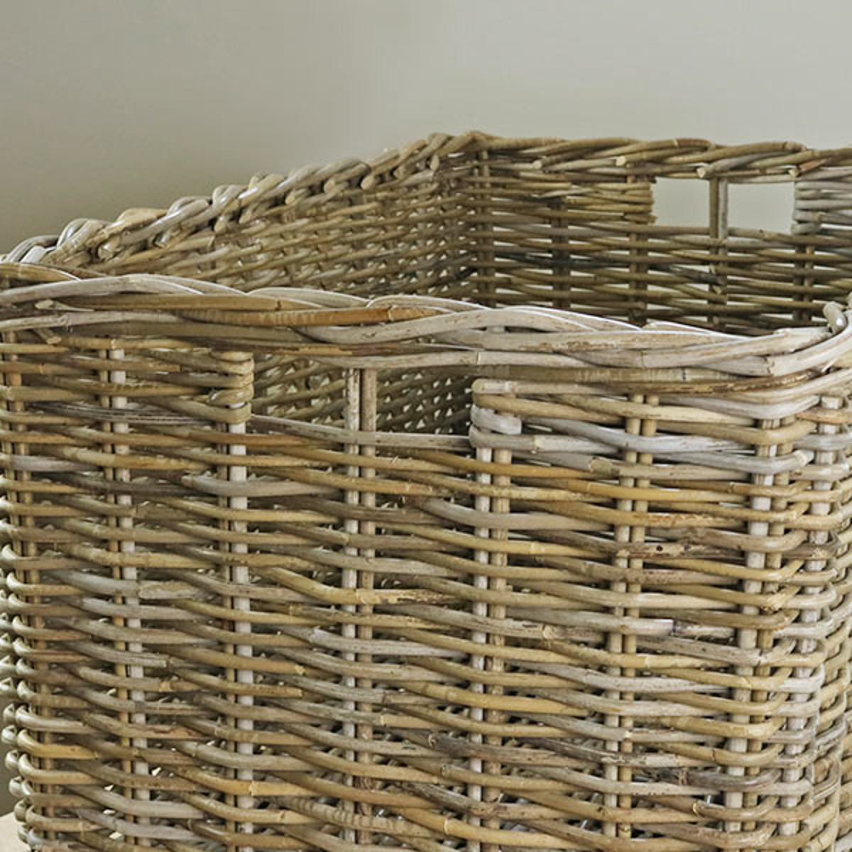 楽天市場】バスケット ラタン 幅86×奥行56×高さ46 持ち手付き かご