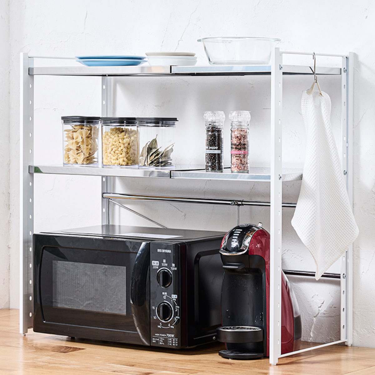 楽天市場】レンジラック ステンレス棚カウンター上伸縮ラック 2段