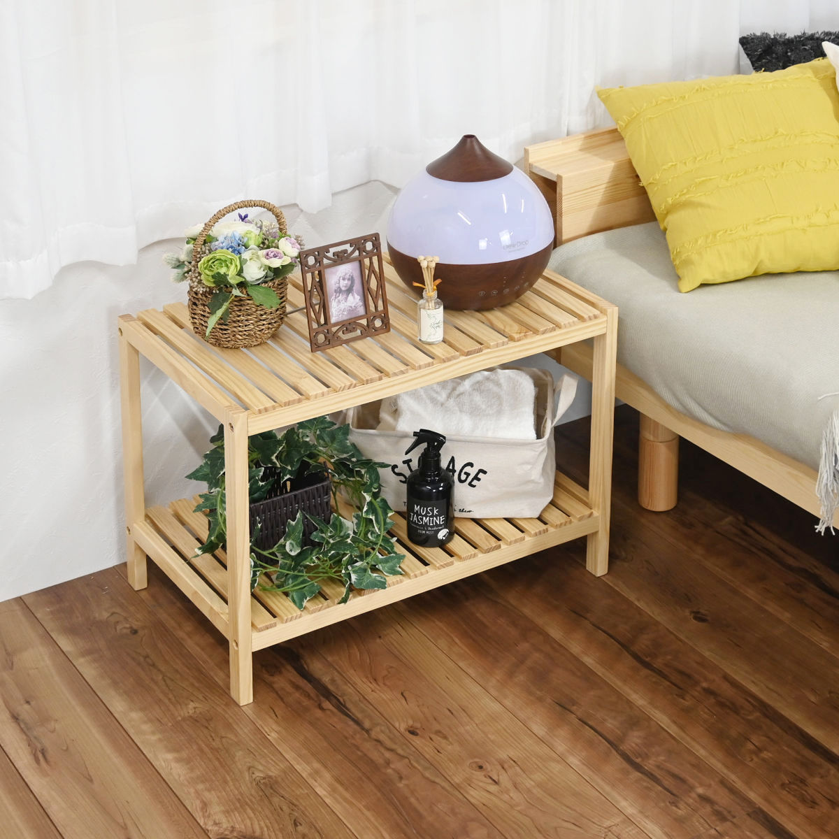 楽天市場】ウッドラック 2段 天然木 すのこラック 幅60cm （ ラック