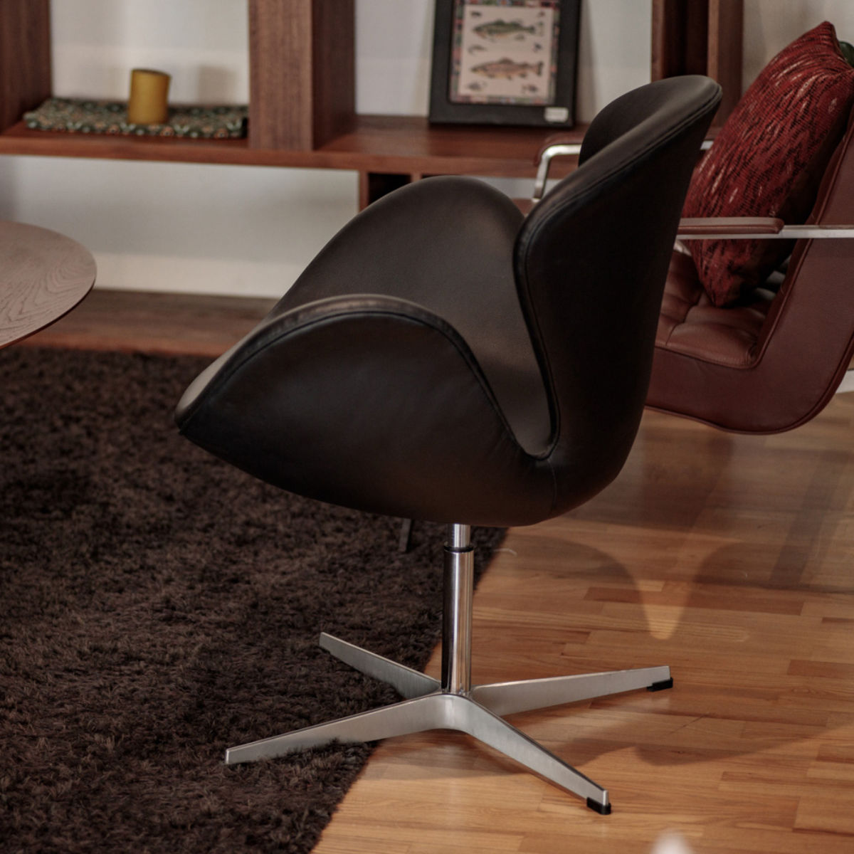 楽天市場】リビングチェア 回転式 座面高44cm 本革 ラウンジチェア S