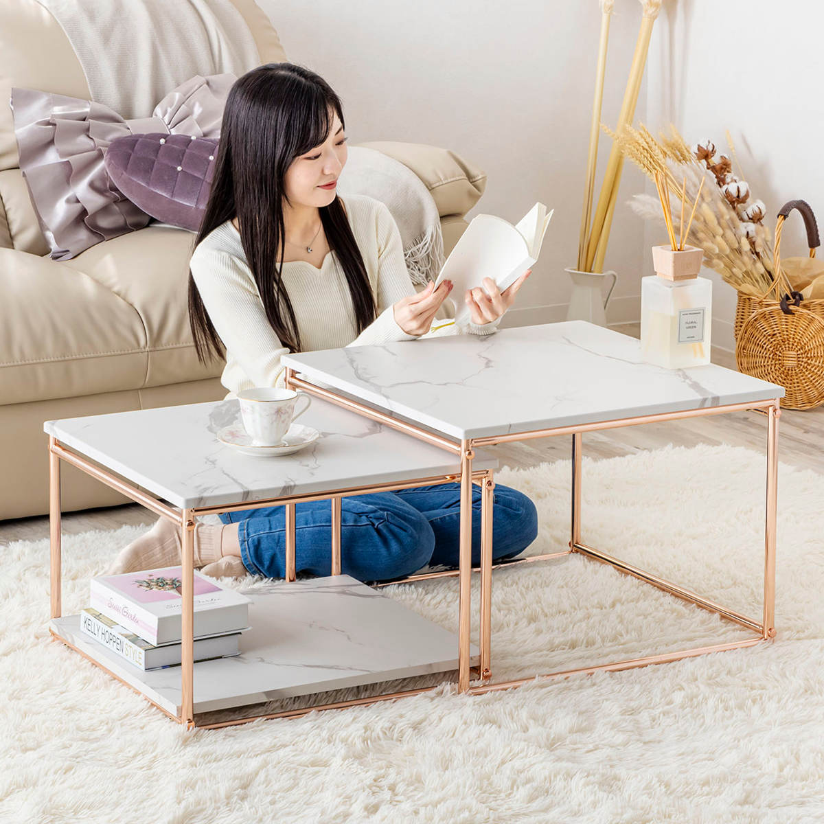 楽天市場】センターテーブル ネストテーブル 幅55cm 幅49cm （ ロー