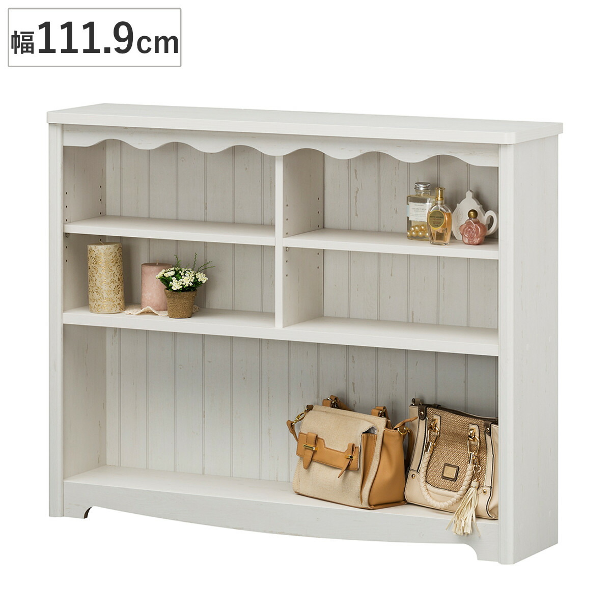 楽天市場】オープンラック 幅111.9cm 3段 モンシェリーヌ 白家具 木製
