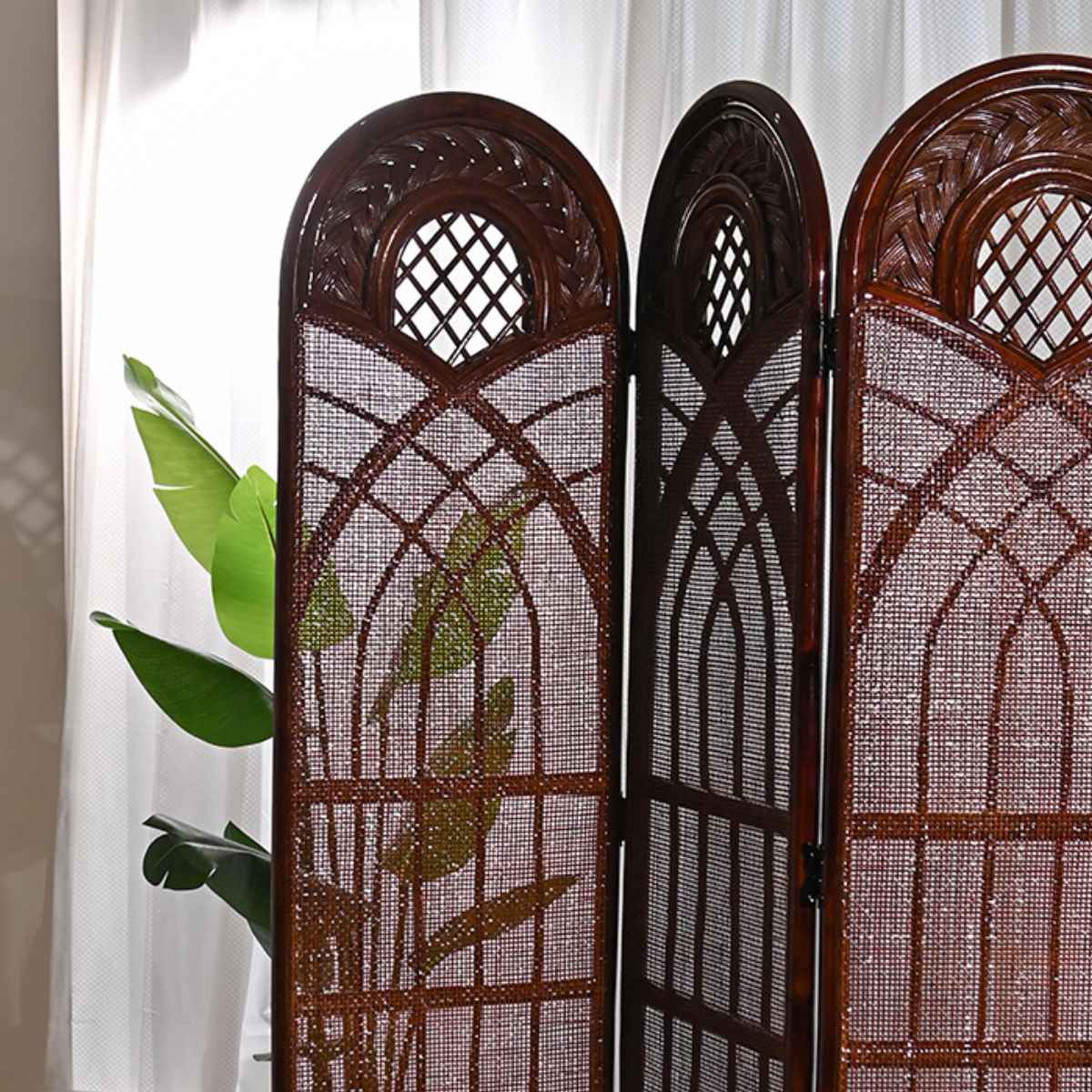 楽天市場】籐 スクリーン 間仕切り 4連 畳める （ ラタン