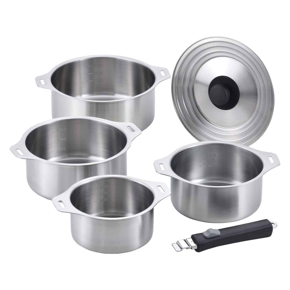 楽天市場】鍋6点セット IH対応 蓋付き 着脱式ハンドル付き 燕三 日本製