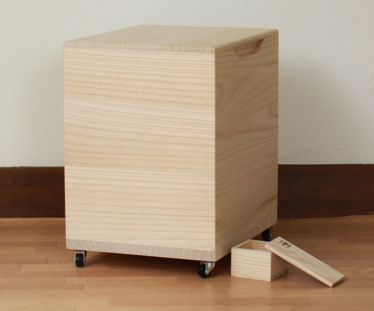 楽天市場】米びつ 20kg 桐の米びつ 無地 キャスター付き 一合升