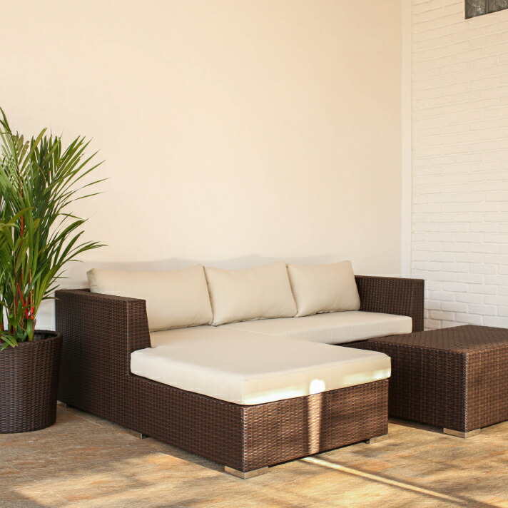 屋内外で利用可能なシンセティックラタンデイベットソファ /アジアン