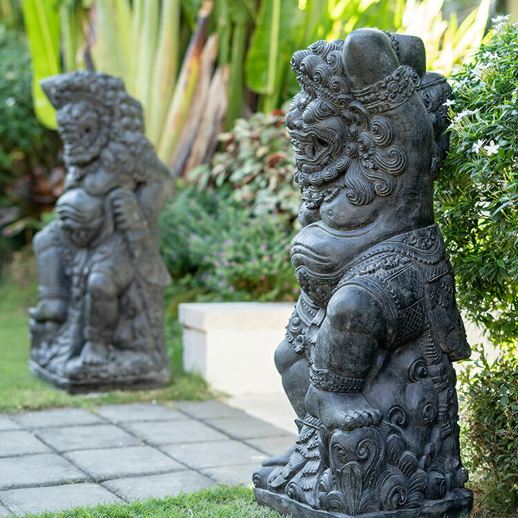 ラクササ石像 ストーンオブジェ 置物 [2体セット]【53182】 /アジアン