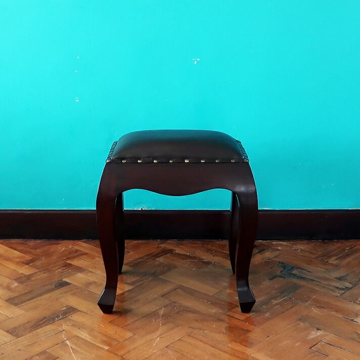 ヨーロピアン調アンティーク風レザースツール