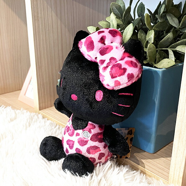 サンリオ ハローキティ ヒョウ柄 ブラック お座りぬいぐるみ インテリア