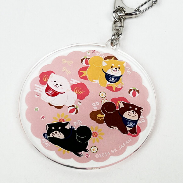 忠犬もちしば アクリルキーホルダー ピンク ことぶき米店