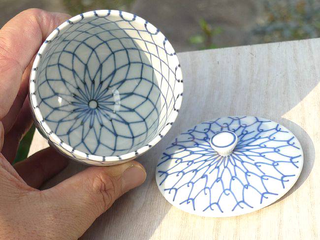 青網蓋付湯呑 芳山 - 京焼清水焼 松韻堂