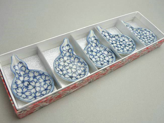 箸置き 桜詰瓢セット - 京焼清水焼 松韻堂