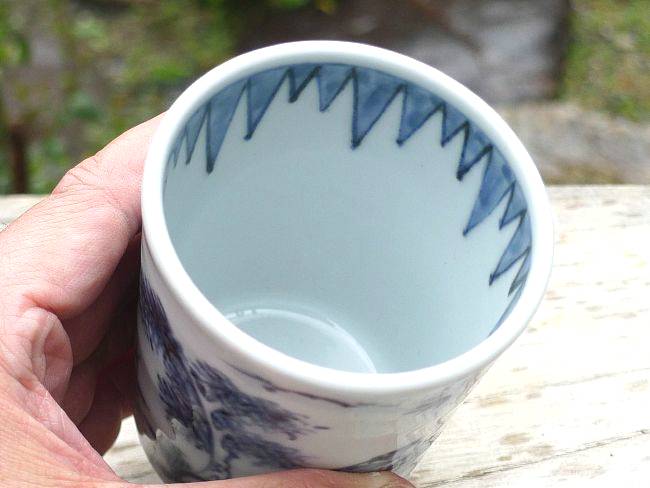 染付山水切立湯呑 瑞昭 小 - 京焼清水焼 松韻堂