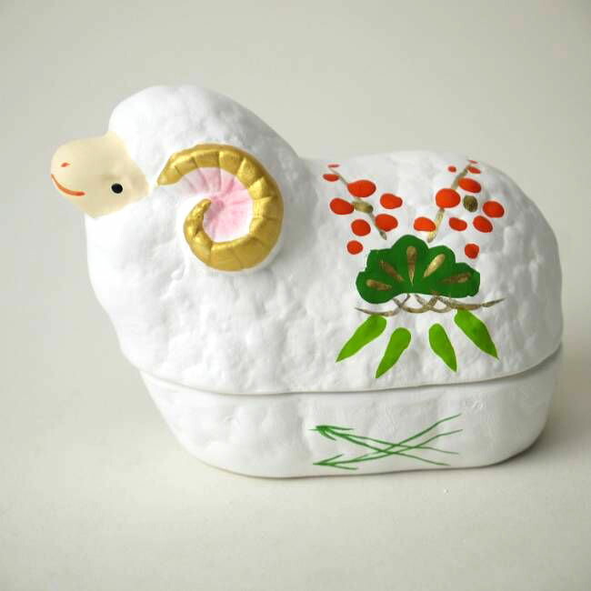 干支未松竹梅羊香合 錦染 - 京焼清水焼 松韻堂