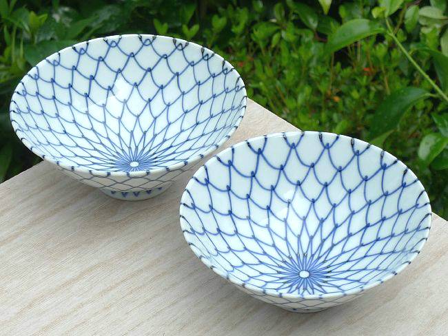 青網夫婦茶碗 芳山 - 京焼清水焼 松韻堂