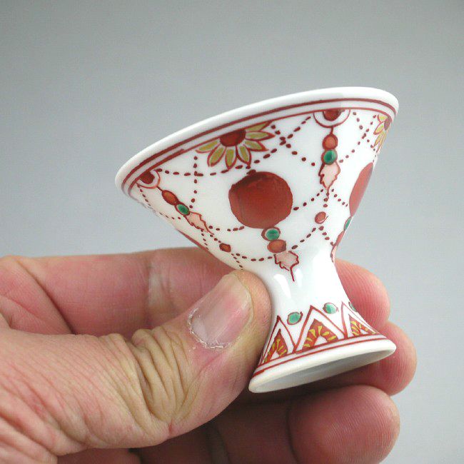 赤絵瓔珞馬上盃 彦 - 京焼清水焼 松韻堂