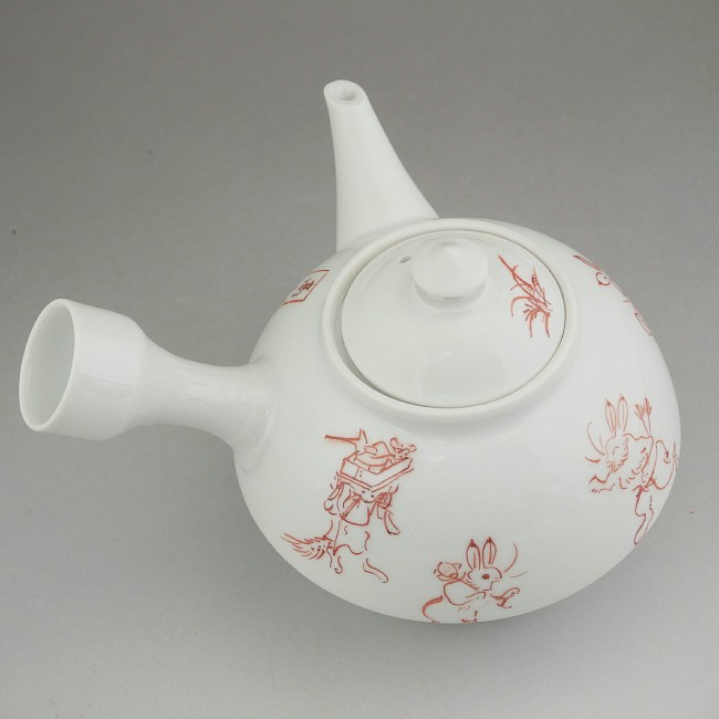 赤絵鳥獣戯画そろばん急須 龍岳 - 京焼清水焼 松韻堂