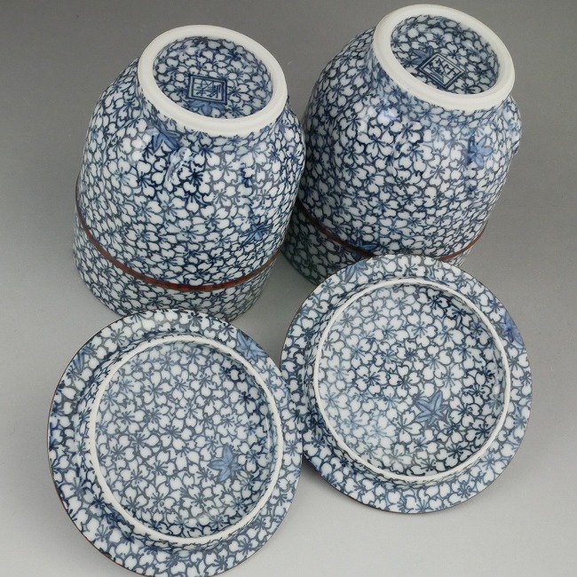 雲錦詰蓋付夫婦湯呑 孝峰 - 京焼清水焼 松韻堂