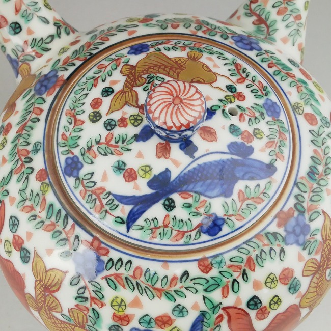 万暦赤絵魚藻紋急須 春晃 - 京焼清水焼 松韻堂